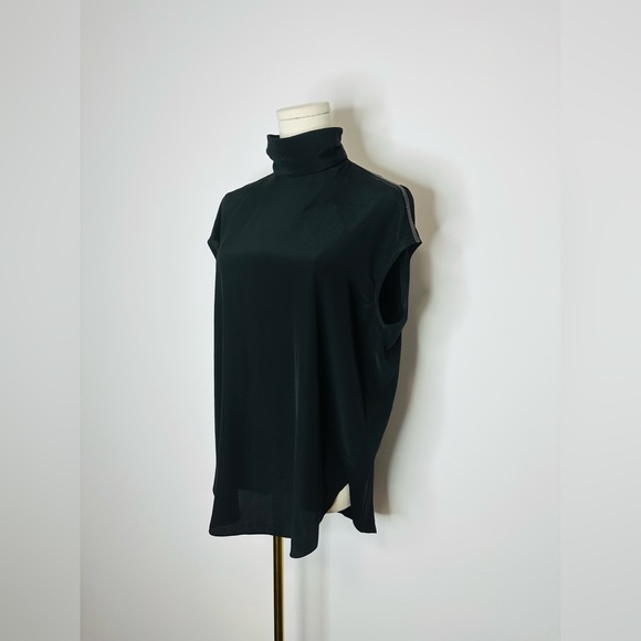 Brunello Cucinelli Draped Silk Mock Neck Blouse - Picture 4 of 12